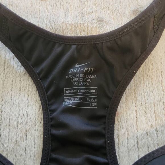 NIKE RIVAL HIGH-SUPPORT MOLDED CUP UNDERWIRE SPORTS BRA Size 36DD Black - Picture 2 of 4